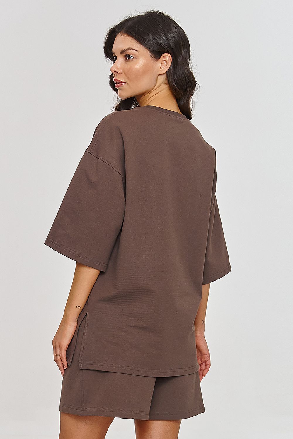 Sett Makadamia til dame fra MS StyleHaven, laget av Bomull; Elastan-1, farge Brun, størrelse 36, med sleeveless ermer, perfekt til casual; dress