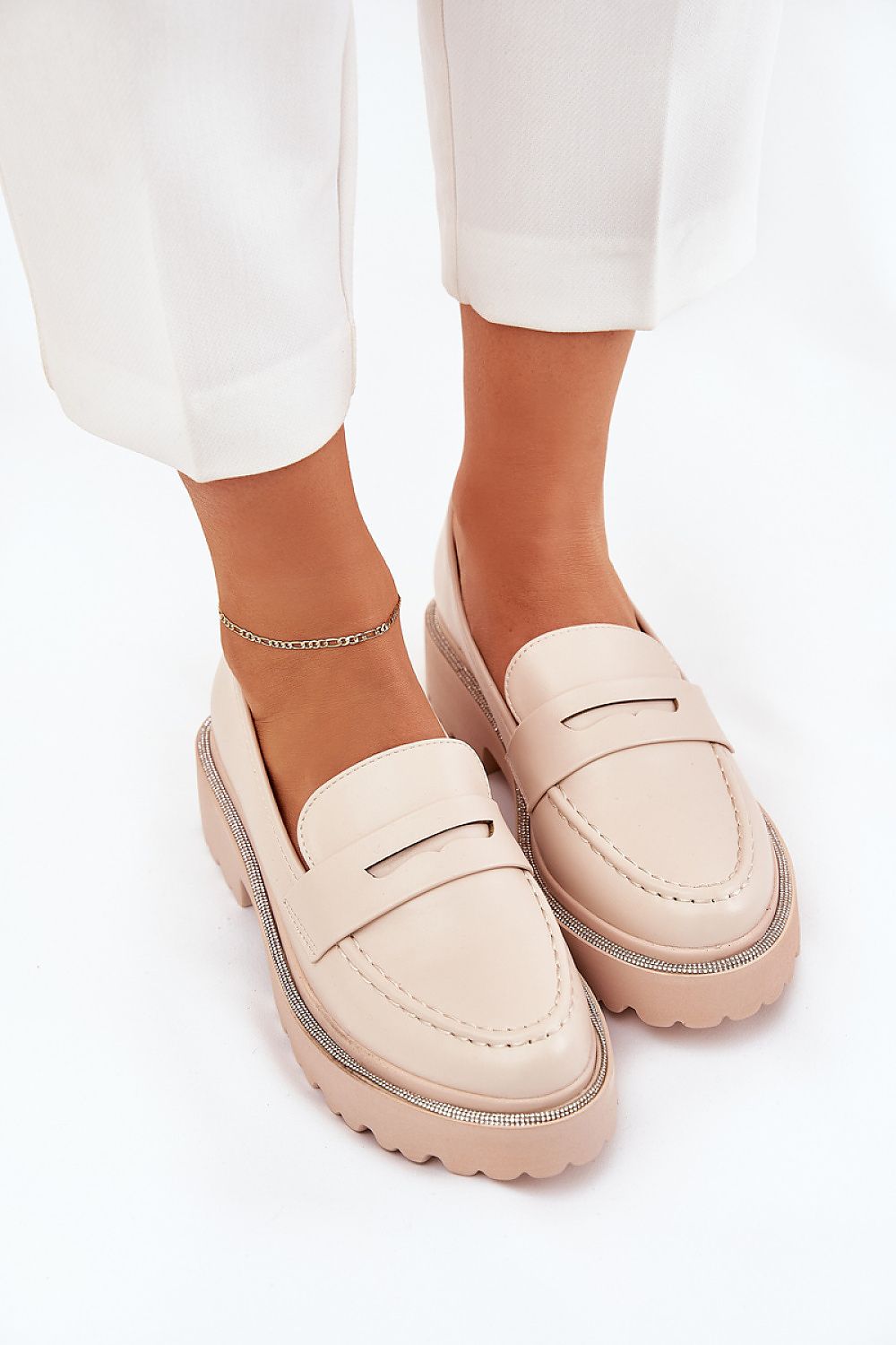 Mocassin Step in Style til dame fra MS StyleHaven, laget av Bomull, farge beige, størrelse 38, med short ermer, perfekt til casual