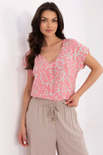 Bluse Sublevel til dame fra MS StyleHaven, laget av Viskose, farge Marineblå, størrelse L, med short ermer, perfekt til casual; dress