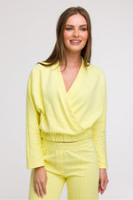 BeWear bluse i omslagsstil med flatterende passform til dame fra MS StyleHaven, laget av Bomull; polyester, farge Grønn, størrelse XL, med long ermer, perfekt til casual; dress