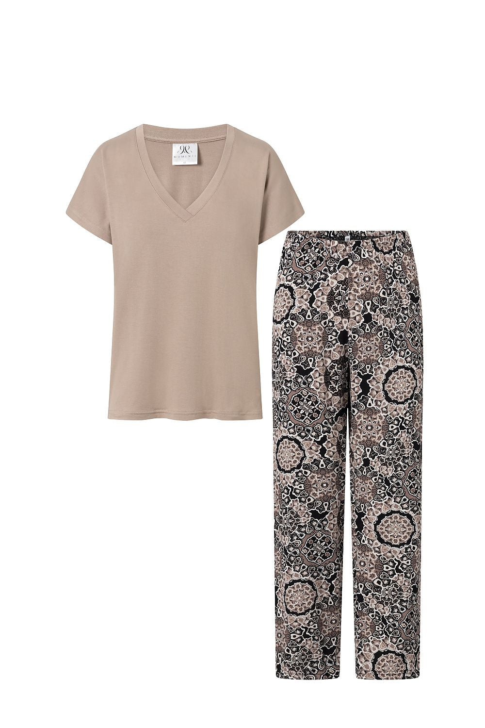 Pyjamas Momenti Per Me til dame fra MS StyleHaven, laget av Viskose, farge beige, størrelse s, med 45720 ermer, perfekt til casual; dress