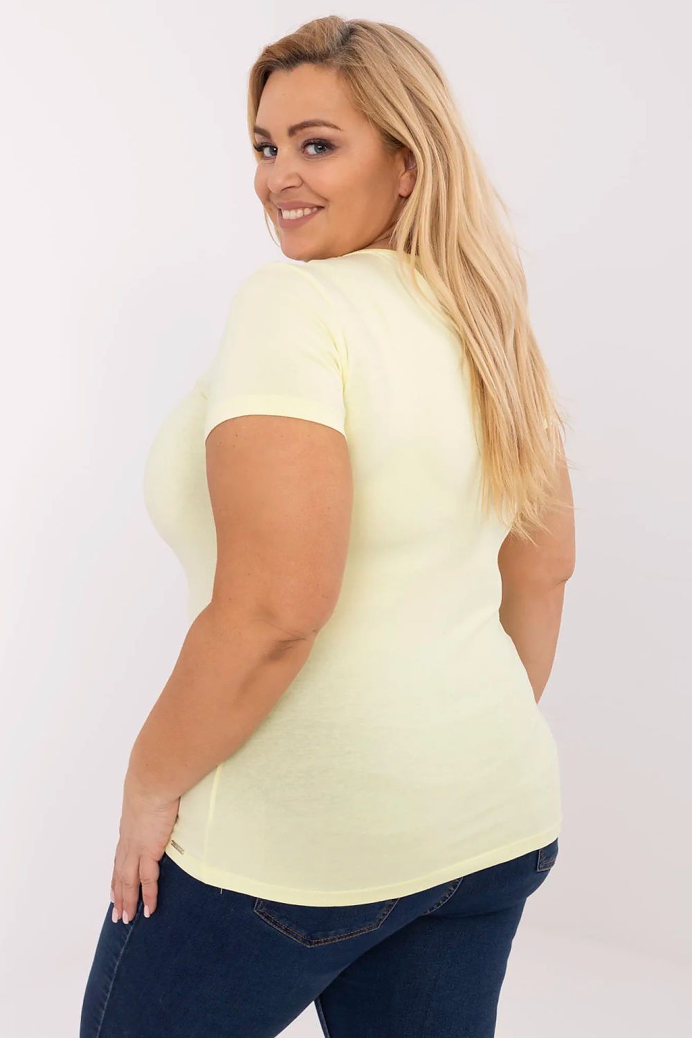 Plus size T-skjorte Relevance til dame fra MS StyleHaven, laget av Bomull, farge Grønn, størrelse XL, med short ermer, perfekt til dress