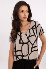 Bluse Sublevel til dame fra MS StyleHaven, laget av Viskose, farge Svart, størrelse L, med short ermer, perfekt til casual; dress