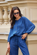 Long sleeve shirt Roco Fashion fra MS StyleHaven, størrelse 36, med short, bukselengde long, kjolelengde midi, kjolestil wrap