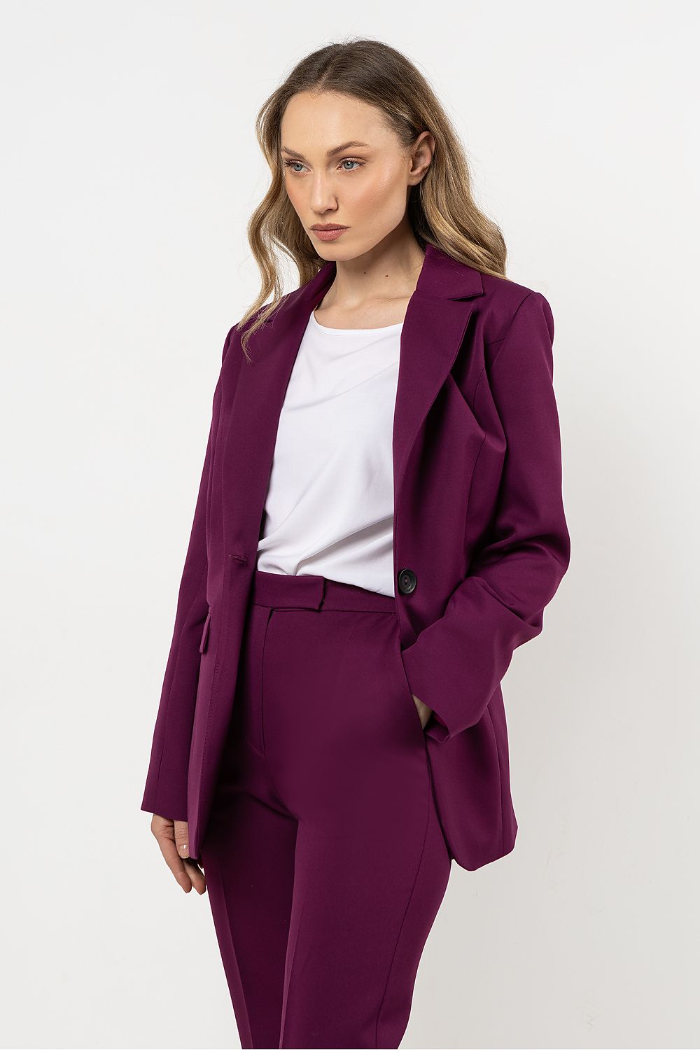 Jakke awama til dame fra MS StyleHaven, laget av Viskose, farge Fiolett, størrelse s, med short ermer, perfekt til casual; dress