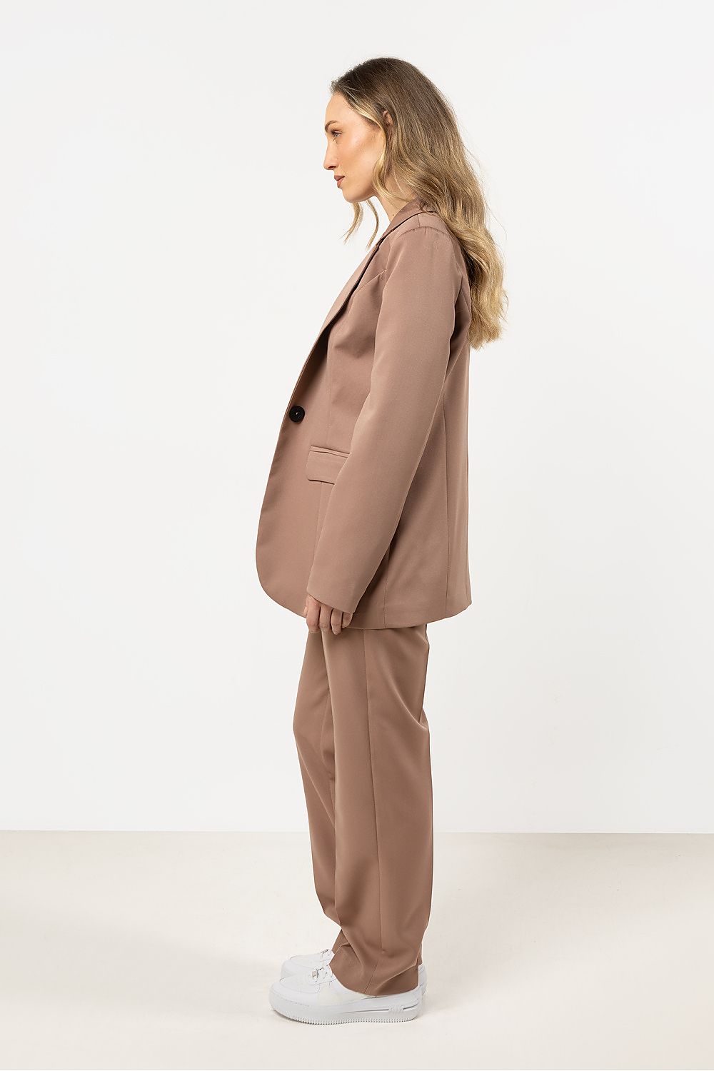Jakke awama til dame fra MS StyleHaven, laget av Viskose, farge beige, størrelse s, med short ermer, perfekt til casual; dress