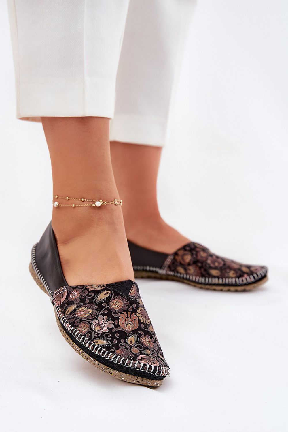 ballerina-sko Step in style til dame fra MS StyleHaven, laget av Bomull; polyester, med detaljer i leather, farge Svart, størrelse 36, med 45720 ermer, hælhøyde flat, skostørrelse 36; 37; 38; 39; 40; 41, perfekt til casual; dress