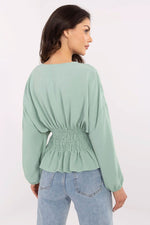 Bluse Sublevel til dame fra MS StyleHaven, laget av polyester, farge Grønn, størrelse L/XL, med short ermer, perfekt til casual; dress