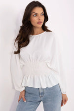 Bluse Sublevel til dame fra MS StyleHaven, laget av polyester, farge Hvit, størrelse S/M, med short ermer, perfekt til casual; dress