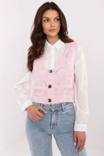 Gilet Sublevel til dame fra MS StyleHaven, laget av Bomull; Akryl, farge Rosa, størrelse S/M, med short ermer
