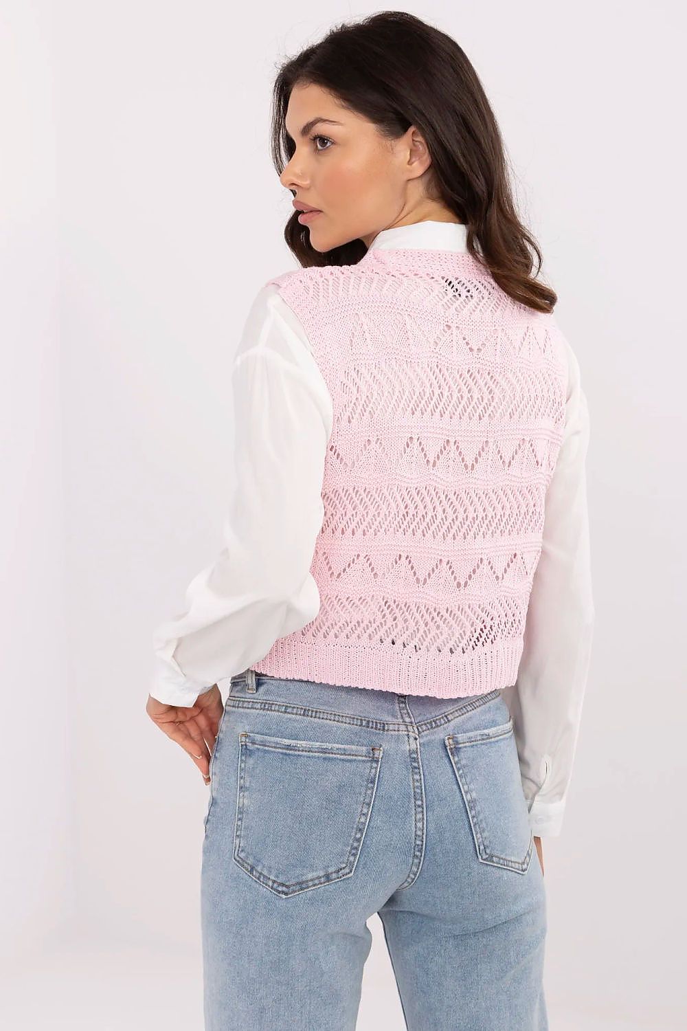 Gilet Sublevel til dame fra MS StyleHaven, laget av Bomull; Akryl, farge Rosa, størrelse L/XL, med short ermer