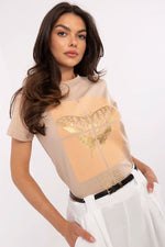 T-skjorte - FP til dame fra MS StyleHaven, størrelse M, med short, bukselengde long, kjolelengde mini, kjolestil wrap