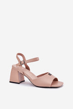 Hælsandaler Step in style til dame fra MS StyleHaven, laget av Bomull, farge beige, størrelse 37, med short ermer, perfekt til casual; dress