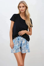 Pyjamas Momenti Per Me til dame fra MS StyleHaven, laget av Viskose; Elastan-1; Bomull, farge Blå, størrelse M, med short ermer, perfekt til casual