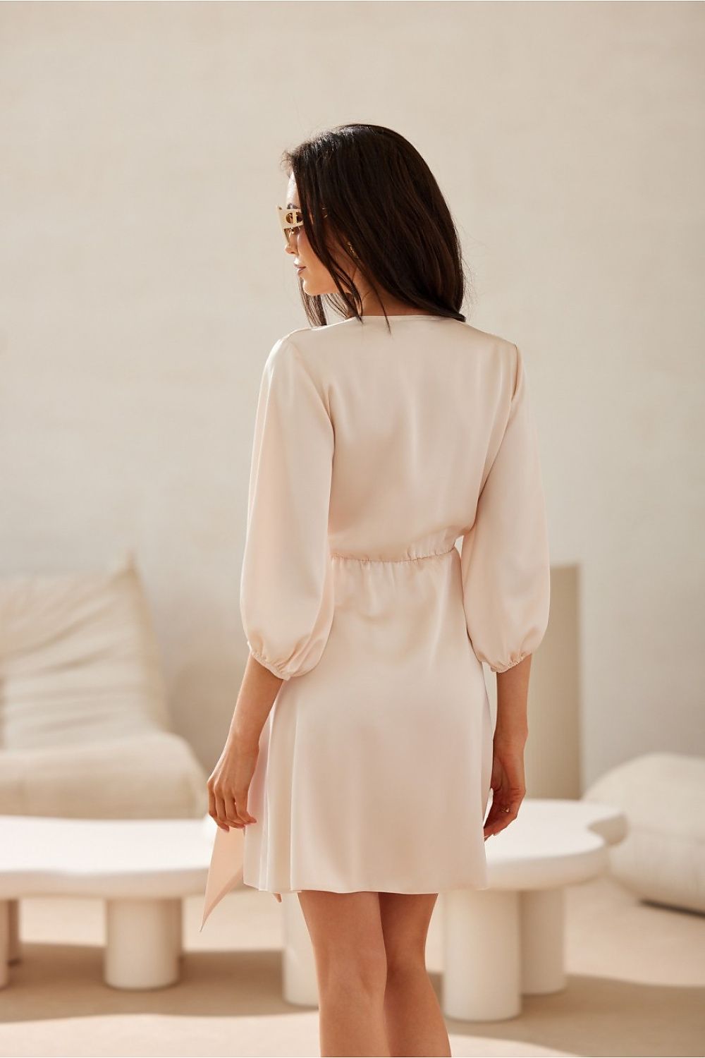 Dagkjole Roco Fashion til dame fra MS StyleHaven; stÃ¸rrelse 40; med short; kjolelengde mini; kjolestil wrap