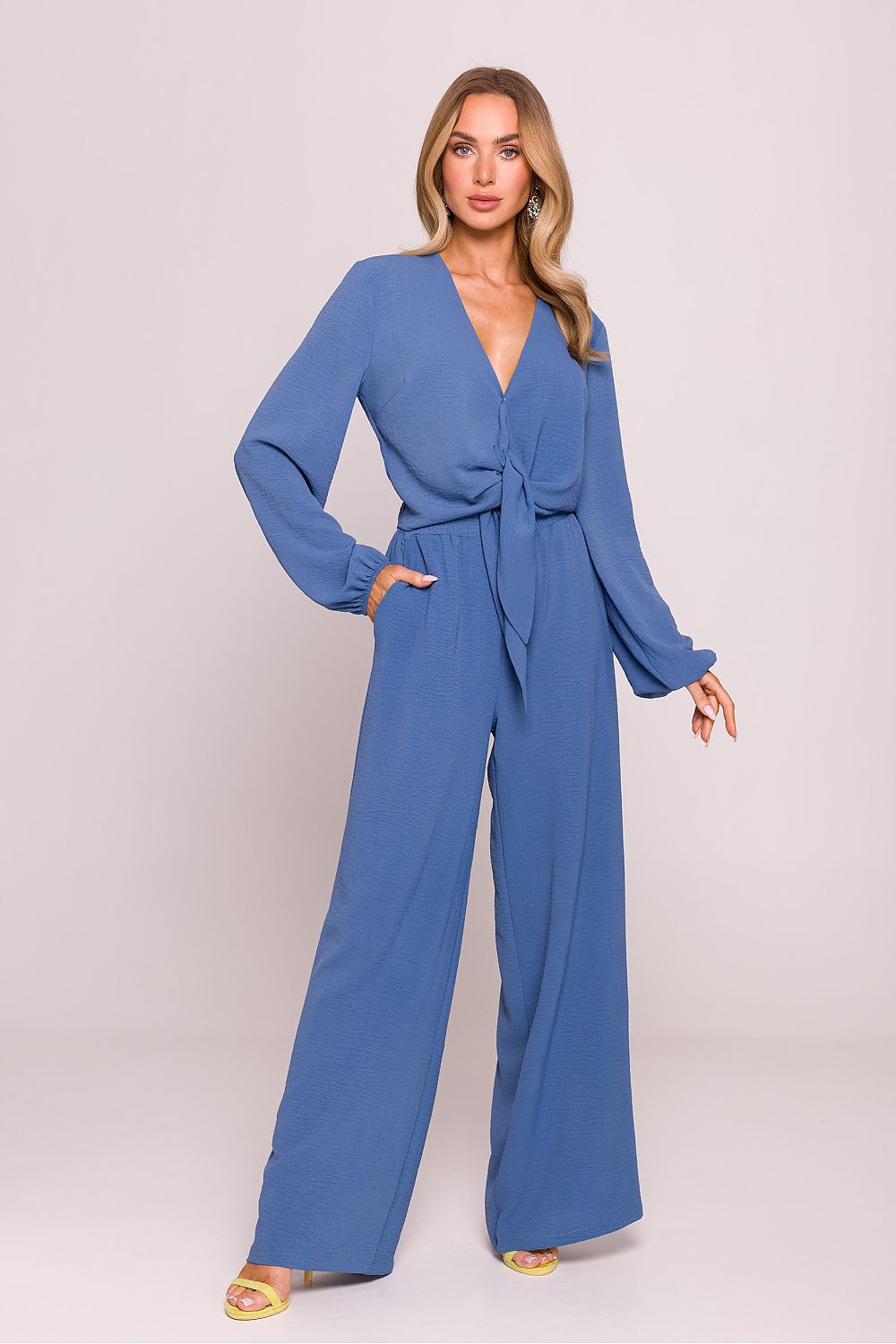 Bluse Moe til dame fra MS StyleHaven, laget av polyester, farge Blå, størrelse M, med long ermer, perfekt til dress