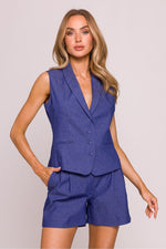 Gilet Moe til dame fra MS StyleHaven, laget av polyester, farge Blå, størrelse s, med short ermer, perfekt til dress