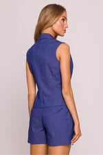 Gilet Moe til dame fra MS StyleHaven, laget av polyester, farge Blå, størrelse L, med short ermer, perfekt til dress