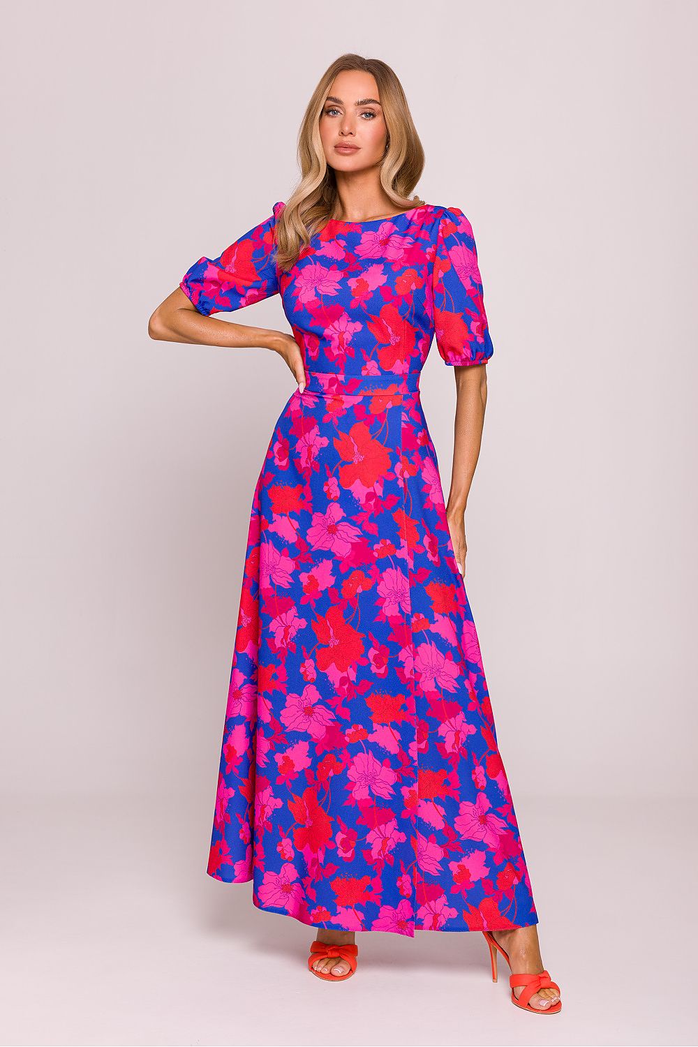 Sommerkjole Moe til dame fra MS StyleHaven, laget av polyester, farge Flerfarget, størrelse s, med short ermer, maxi; knee lengde, kjolestil a-line, perfekt til dress