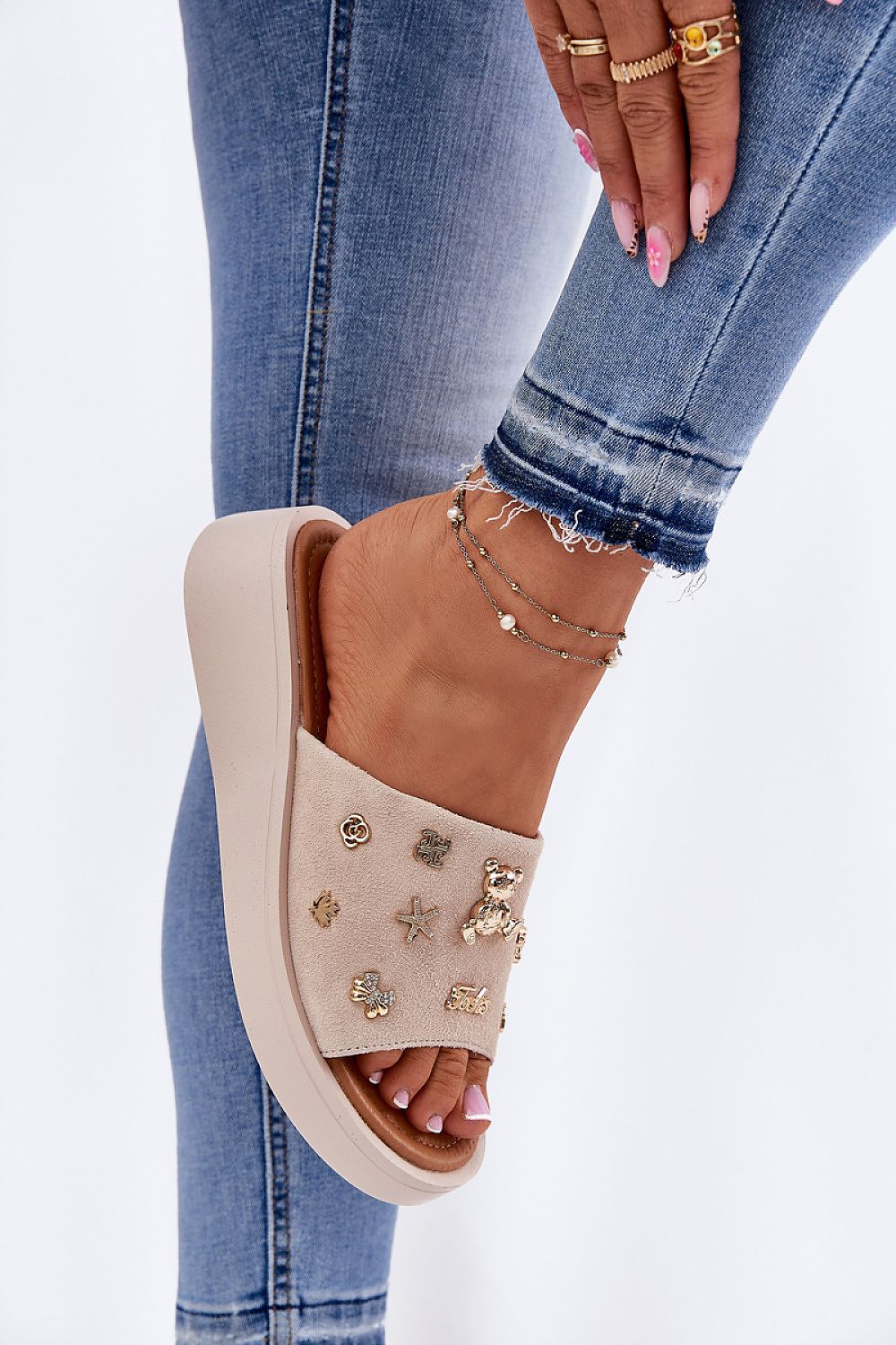 Flip-flops Step in Style til dame fra MS StyleHaven, laget av Bomull, farge beige, størrelse 38, med short ermer, perfekt til casual; dress