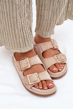 Flip-flops Step in Style til dame fra MS StyleHaven, laget av Bomull, farge beige, størrelse 38, med short ermer, perfekt til dress; casual