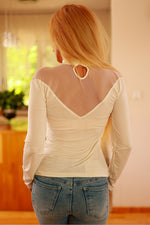 Bluse Mirale til dame fra MS StyleHaven, laget av Netting, farge beige, størrelse M, med long ermer, perfekt til dress