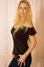 Bluse Mirale til dame fra MS StyleHaven, laget av Viskose, farge Svart, størrelse s, med short ermer, perfekt til dress