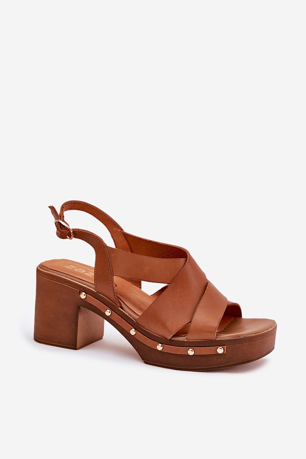 Hælsandaler Step in style til dame fra MS StyleHaven, laget av Bomull, farge Brun, størrelse 37, med short ermer, perfekt til dress