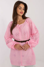 Bluse Lakerta til dame fra MS StyleHaven; laget av Bomull; farge Rosa; stÃƒÂ¸rrelse S/M; med long ermer; perfekt til dress