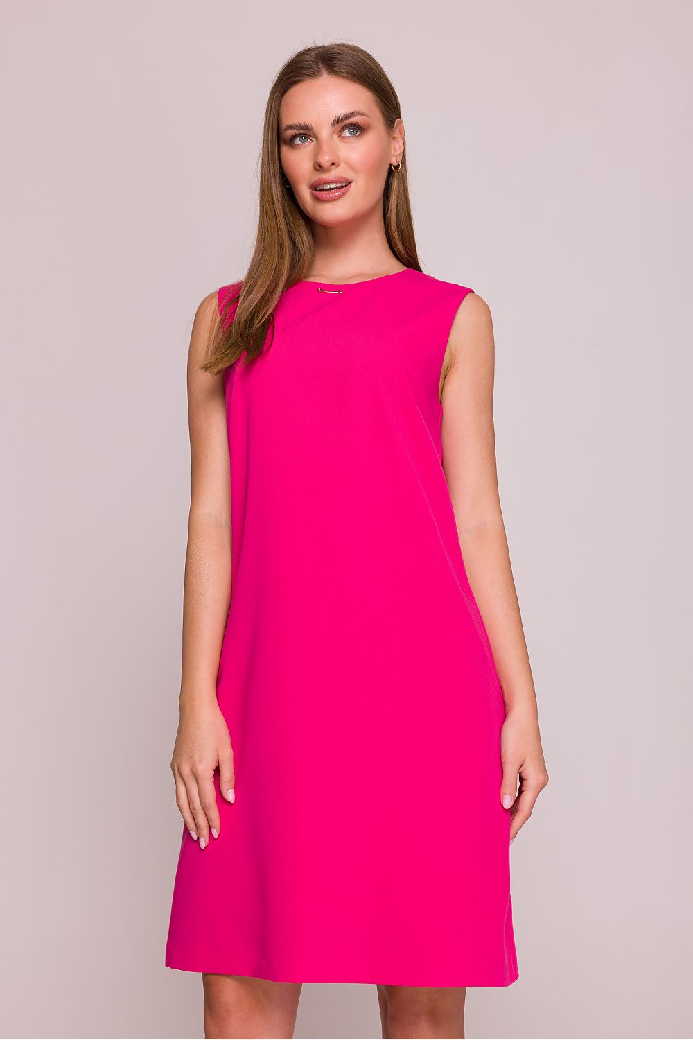 Dagkjole Stylove til dame fra MS StyleHaven, laget av polyester; Viskose, farge Grå, størrelse s, med sleeveless ermer, knee lengde, kjolestil a-line, perfekt til dress