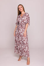 Dagkjole Stylove til dame fra MS StyleHaven, laget av Viskose, farge Flerfarget, størrelse s, med short; 3-4 ermer, midi lengde, kjolestil a-line, perfekt til dress