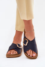 Flip-flops Step in Style til dame fra MS StyleHaven, laget av Bomull, farge Marineblå, størrelse 38, med short ermer, perfekt til casual