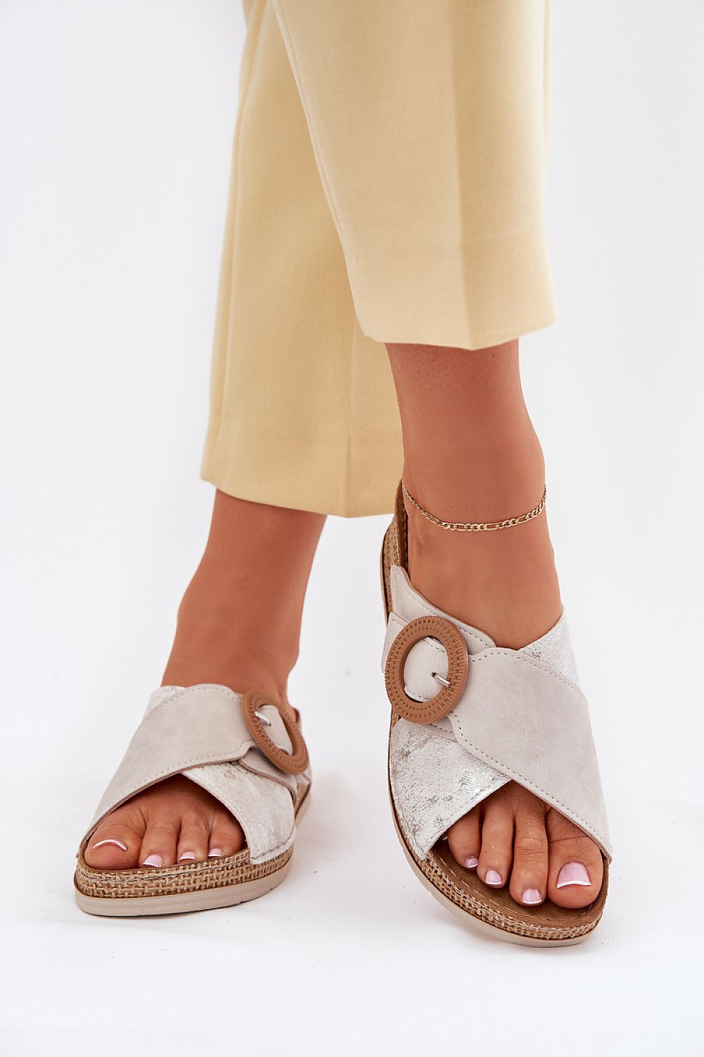 Flip-flops Step in Style til dame fra MS StyleHaven, laget av Bomull, farge beige, størrelse 38, med short ermer, perfekt til casual