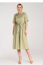 Dagkjole Figl til dame fra MS StyleHaven, laget av Bomull, farge Grønn, størrelse S/M, med short ermer, perfekt til dress