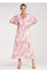 Dagkjole Figl til dame fra MS StyleHaven, laget av polyester, farge Rosa, størrelse S/M, med 3-4; long ermer, perfekt til dress