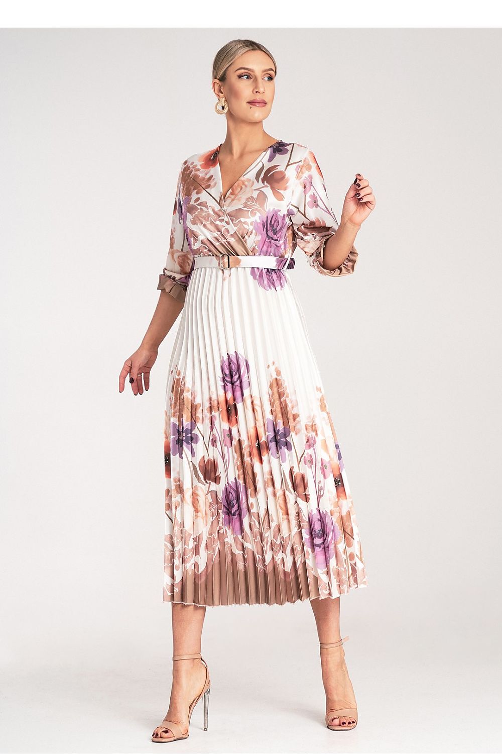 Dagkjole Figl til dame fra MS StyleHaven, laget av polyester, farge Hvit, størrelse S/M, med long ermer, perfekt til dress