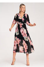 Dagkjole Figl til dame fra MS StyleHaven, laget av polyester, farge Svart, størrelse S/M, med 45720 ermer, midi lengde, kjolestil a-line, perfekt til dress