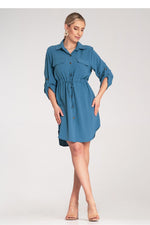Dagkjole Figl til dame fra MS StyleHaven, laget av polyester, farge Blå, størrelse S/M, med 45720 ermer, perfekt til dress