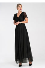 Lang kjole Figl til dame fra MS StyleHaven, laget av polyester; Netting, farge Rosa, størrelse S/M, med short ermer, perfekt til dress