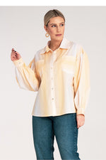Langermet skjorte Figl til dame fra MS StyleHaven, laget av polyester, farge Gul, størrelse S/M, med long ermer, perfekt til dress