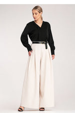 Bluse Figl til dame fra MS StyleHaven, laget av polyester, farge Hvit, størrelse S/M, med long ermer, perfekt til dress