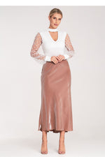 Skjørt Figl til dame fra MS StyleHaven, laget av Viskose; polyester, farge Grå, størrelse S/M, med long ermer, perfekt til dress