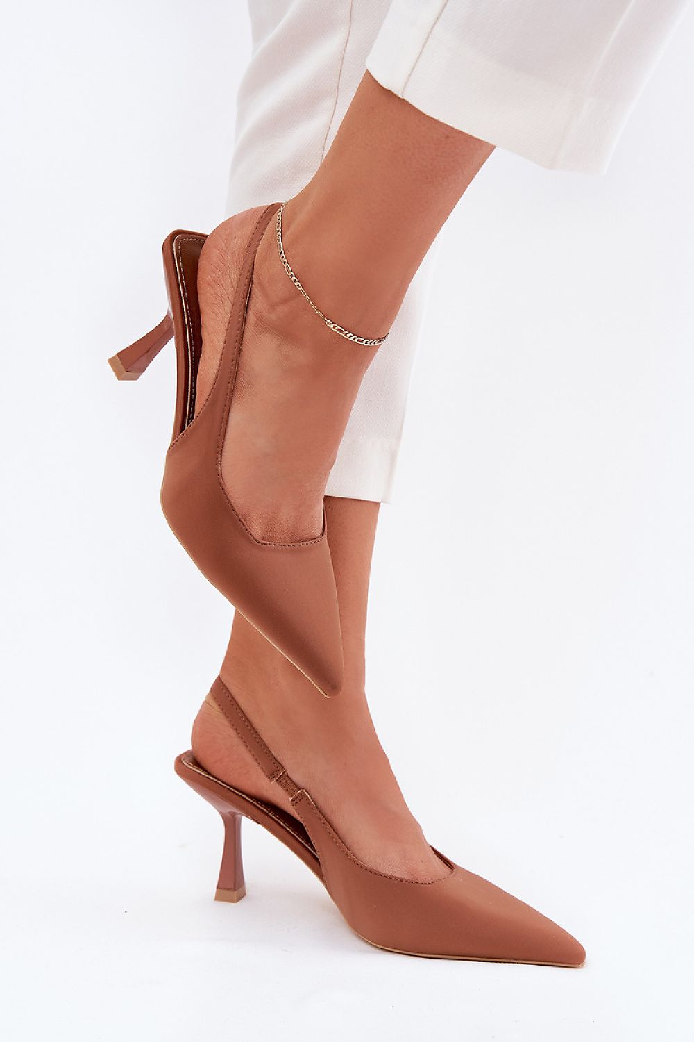 Hælsandaler Step in style til dame fra MS StyleHaven, laget av Bomull, med detaljer i faux-leather; synthetic, farge Brun, størrelse 36, med short ermer, hælhøyde high, skostørrelse 36; 37; 38; 39; 40; 41, perfekt til dress