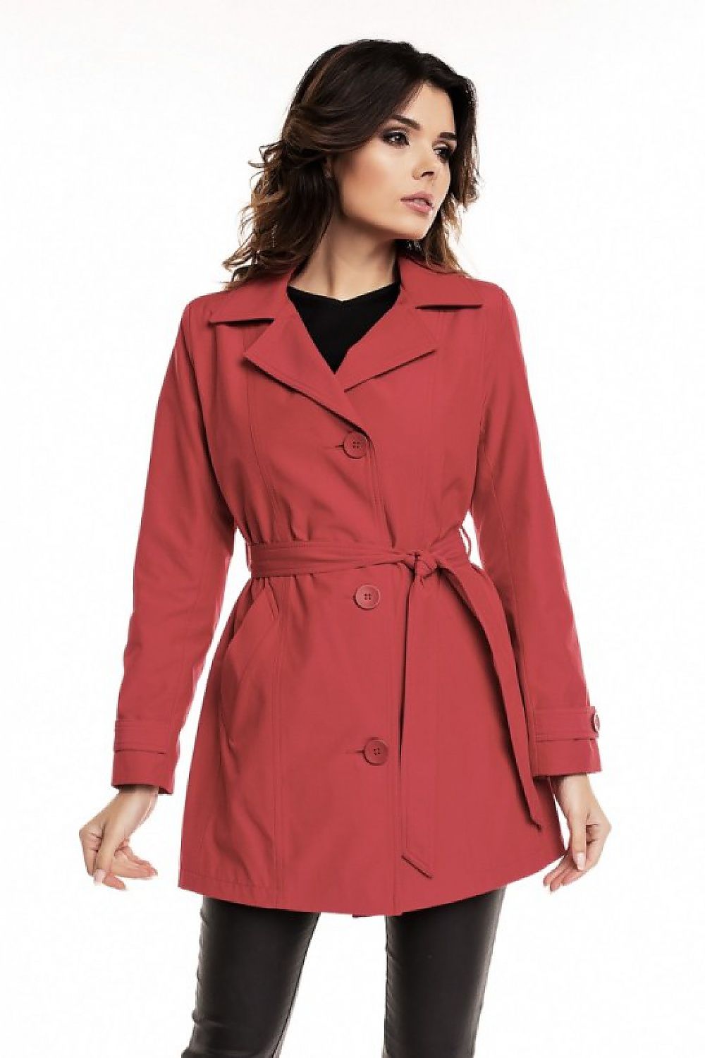 Klassisk, fôret bomullstrench Frakk til dame - Cabba til dame fra MS StyleHaven, laget av Bomull; polyester, farge beige, størrelse 42, med long ermer, perfekt til casual; dress
