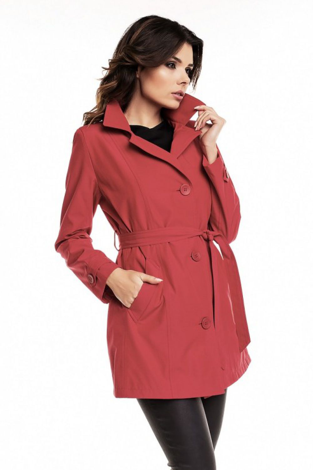 Klassisk, fôret bomullstrench Frakk til dame - Cabba til dame fra MS StyleHaven, laget av Bomull; polyester, farge beige, størrelse 46, med long ermer, perfekt til casual; dress