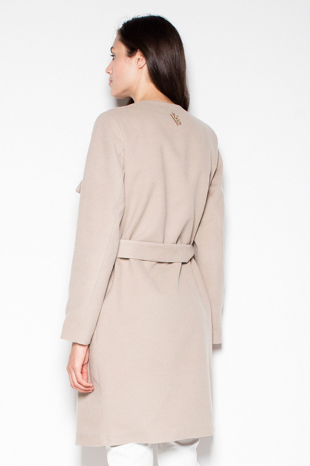 Knytet Frakk - Venaton til dame fra MS StyleHaven, laget av polyester; Viskose, farge beige, størrelse L, med long ermer, perfekt til casual; dress