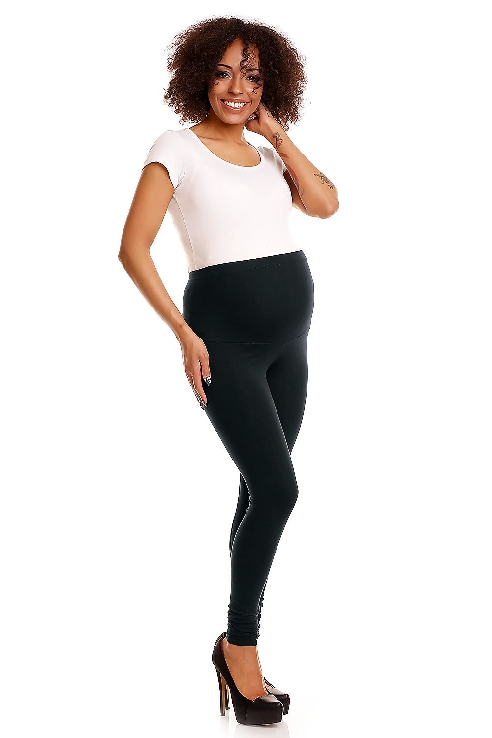 Serenity Maternity Leggings - PeeKaBoo til dame fra MS StyleHaven, laget av Elastan; Viskose, farge Marineblå, størrelse L/XL, med long ermer, perfekt til casual; dress