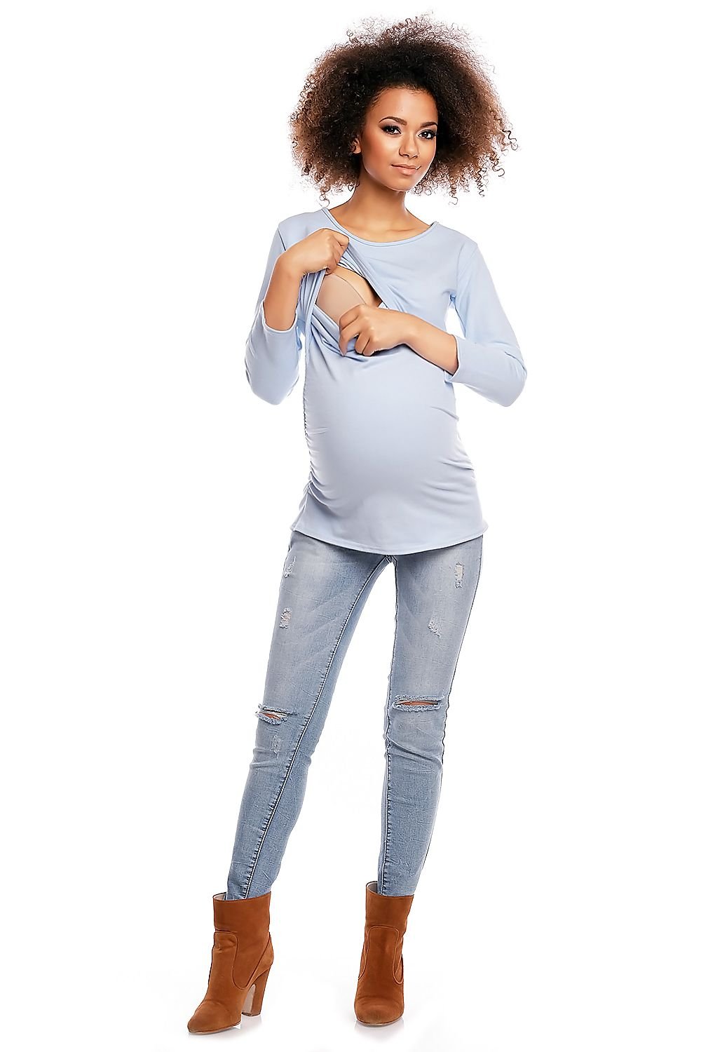 Barseltunika fra PeeKaBoo til dame fra MS StyleHaven, laget av Bomull, farge Blå, størrelse L/XL, med 45720 ermer, perfekt til casual; dress