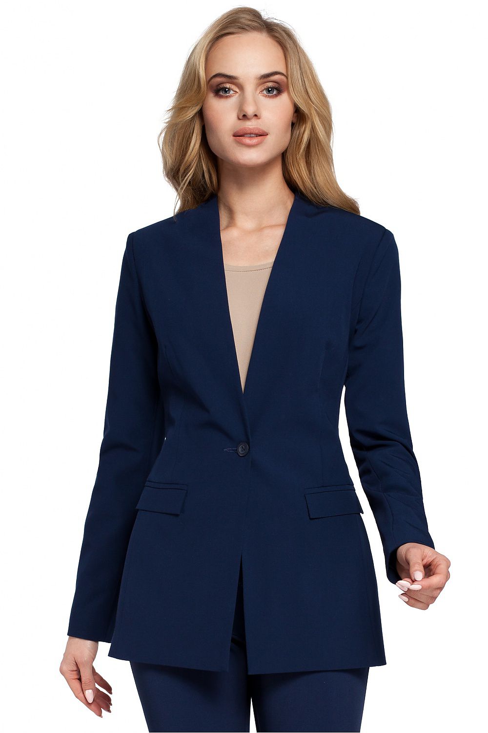 Jakke Moe til dame fra MS StyleHaven, laget av polyester; Viskose, farge Marineblå, størrelse s, med long ermer, perfekt til casual; dress