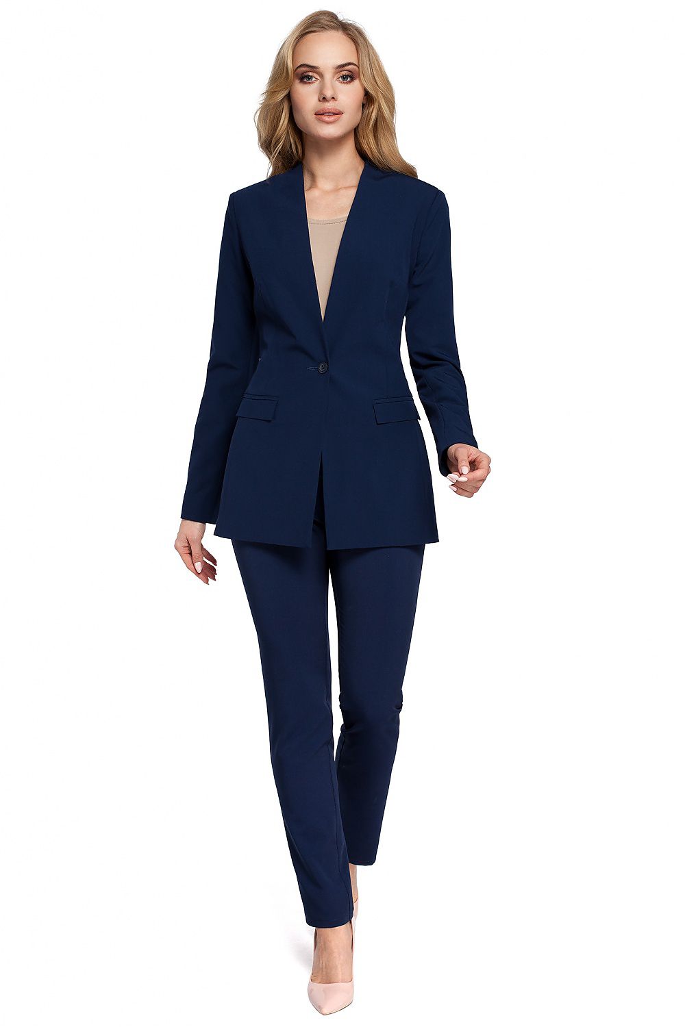 Jakke Moe til dame fra MS StyleHaven, laget av polyester; Viskose, farge Marineblå, størrelse M, med long ermer, perfekt til casual; dress